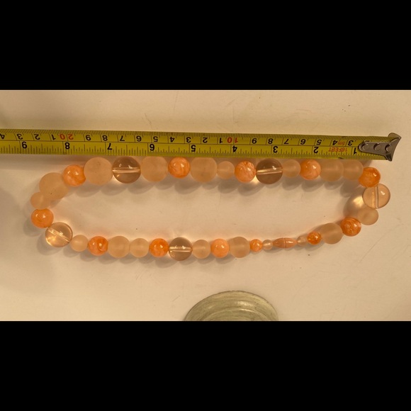 Plastic Round Frosted Beaded Peach Necklace - Picture 3 of 16